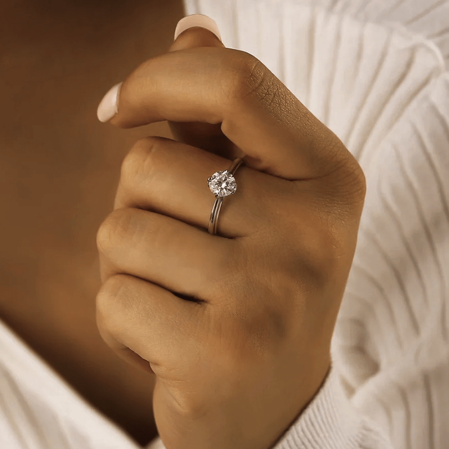 Classic 4-Prong Solitaire Round Moissanite Ring