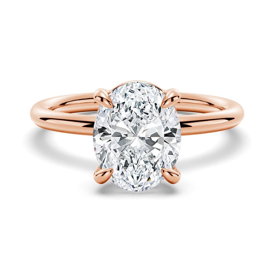 4 Prongs Oval Solitaire Lab Grown Diamond Engagement Ring - TAYLOR KOM_14K Gold