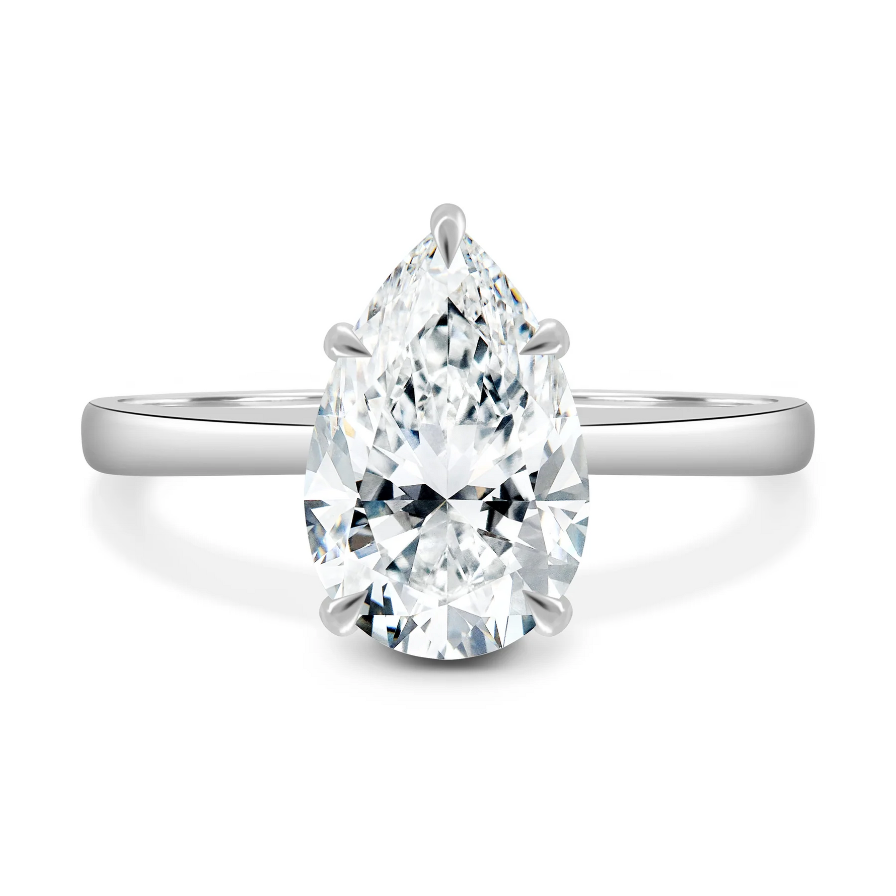 5 Claw Pear Shape Moissanite Engagement Ring