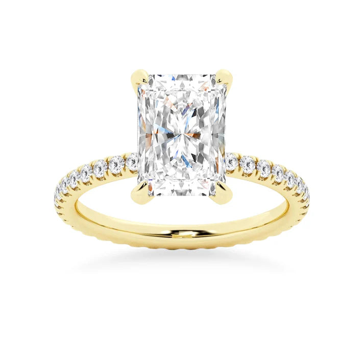 5CT Radiant Cut Moissanite Engagement Ring with Eternity Pavé Band