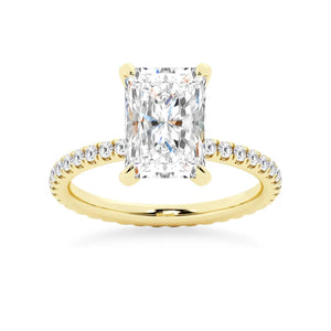 5CT Radiant Cut Moissanite Engagement Ring with Eternity Pavé Band