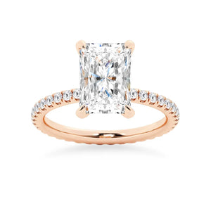 5CT Radiant Cut Moissanite Engagement Ring with Eternity Pavé Band