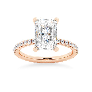 5CT Radiant Cut Moissanite Engagement Ring with Eternity Pavé Band