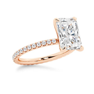 5CT Radiant Cut Moissanite Engagement Ring with Eternity Pavé Band