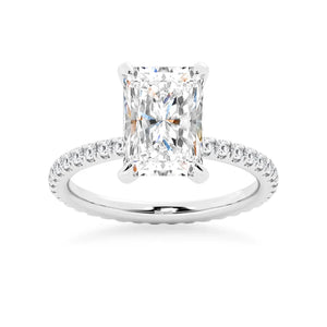 5CT Radiant Cut Moissanite Engagement Ring with Eternity Pavé Band