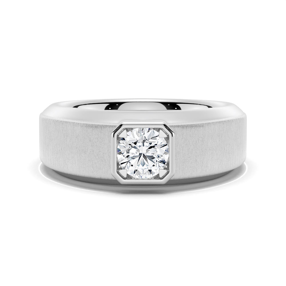 6.5mm Beveled Edge Solitaire Moissanite Men's Band