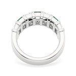 6.7mm Lab Grown Emerald and Moissanite Wedding Band