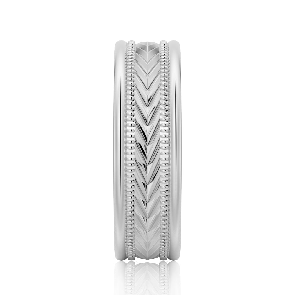 6mm Arrow Pattern Men's Wedding Band