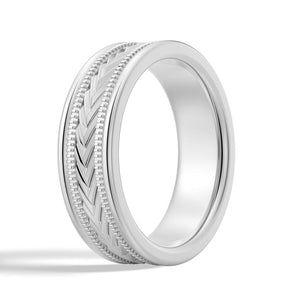 6mm Arrow Pattern Men's Wedding Band