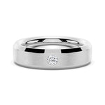 6mm Bezel Set Moissanite Men's Wedding Ring With Beveled Edges