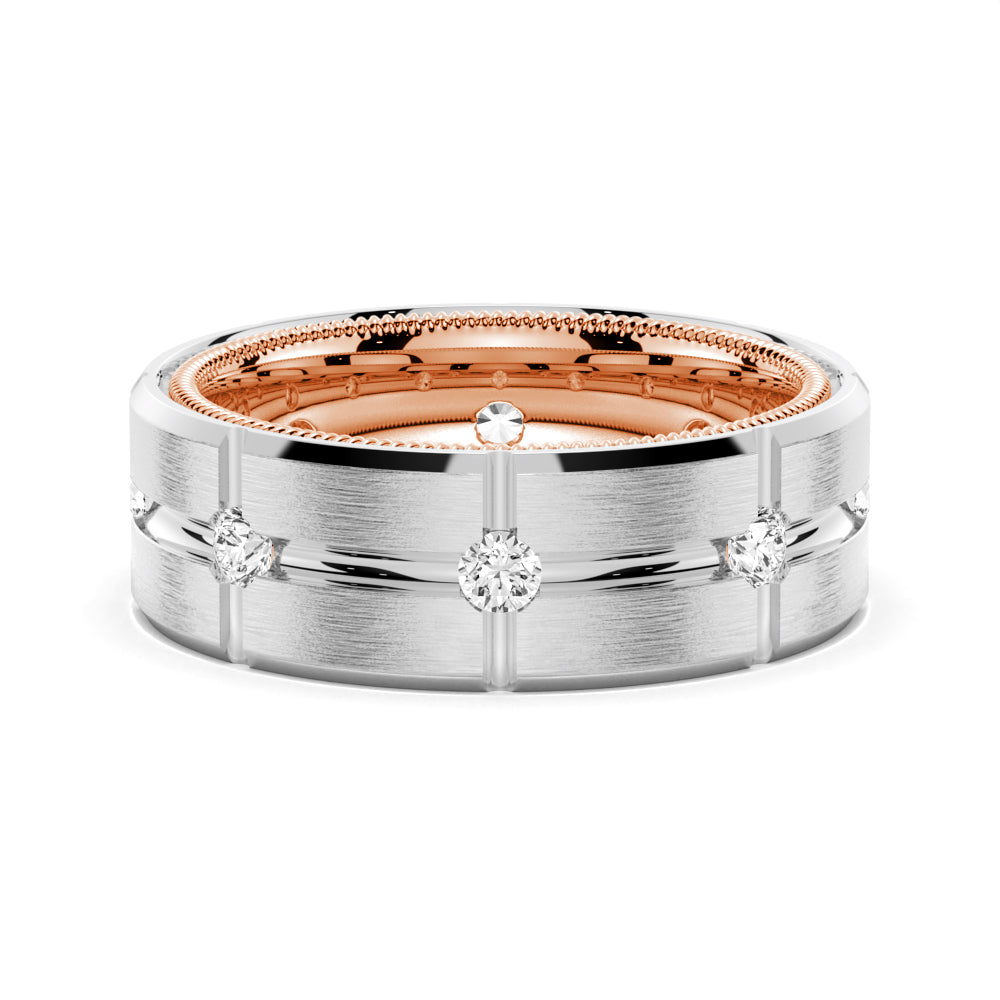 7.5mm Two-Tone Matte Finish Moissanite Men's Band