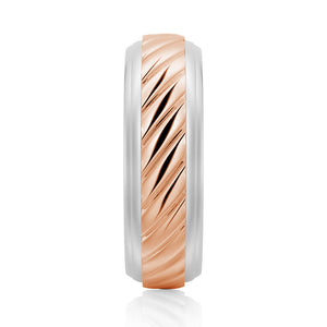 7mm Two-Tone Carved Men's Wedding Band