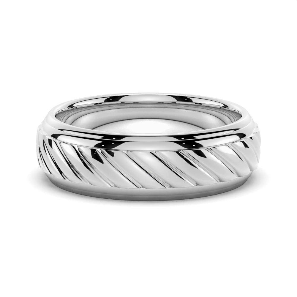 7mm Two-Tone Carved Men's Wedding Band