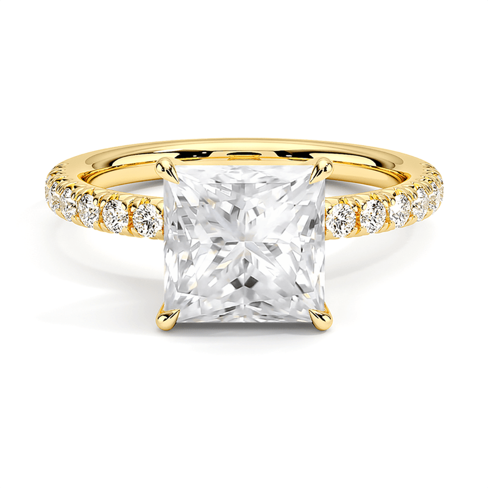 Accented Princess Cut Lab Grown Diamond Engagement Ring