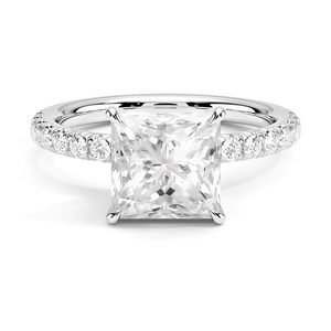 Accented Princess Cut Lab Grown Diamond Engagement Ring