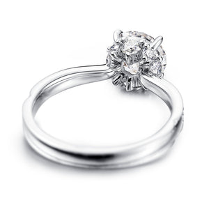 Accented Round Moissanite Engagement Ring With Hidden Halo