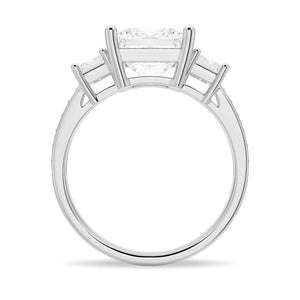 Accented Three Stone Princess Cut Engagement Ring