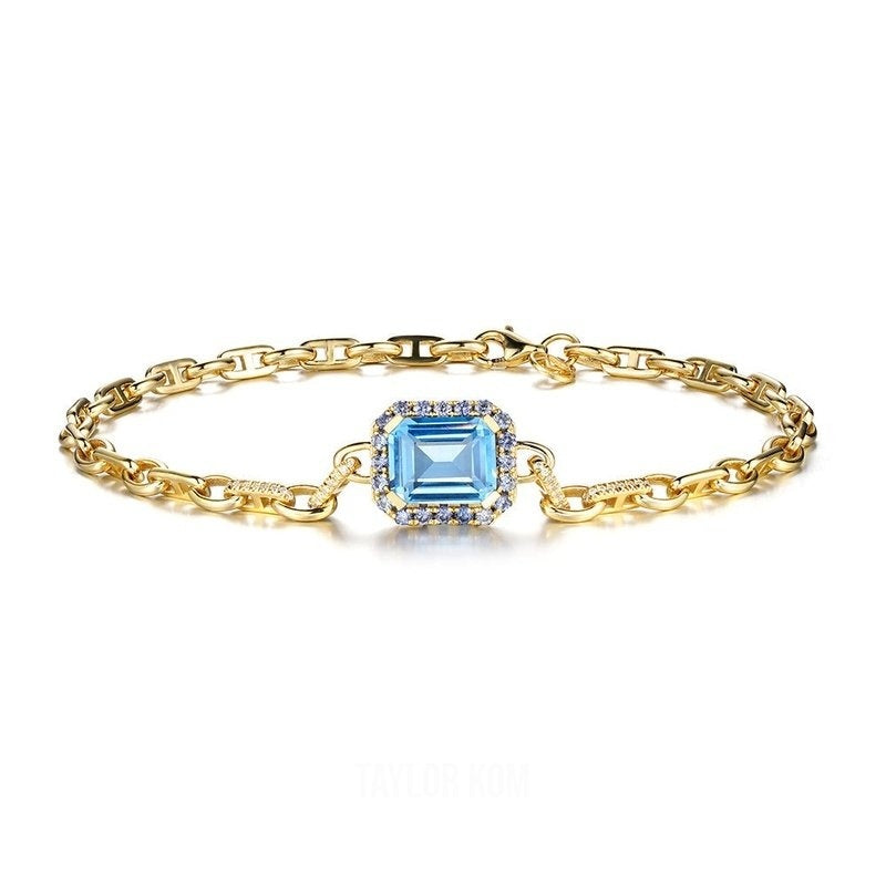 Aquamarine and Sapphire Bracelet