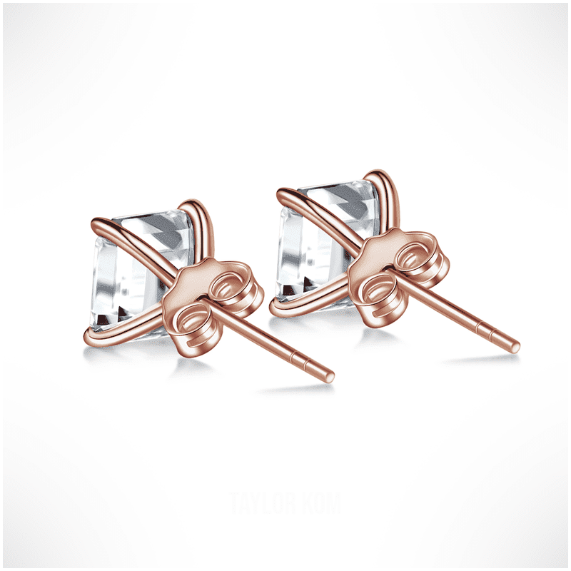 Asscher Cut Moissanite Earring Studs