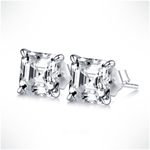 Asscher Cut Moissanite Earring Studs