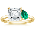 Asscher and Pear Shaped Emerald Engagement Ring