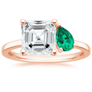 Asscher and Pear Shaped Emerald Engagement Ring