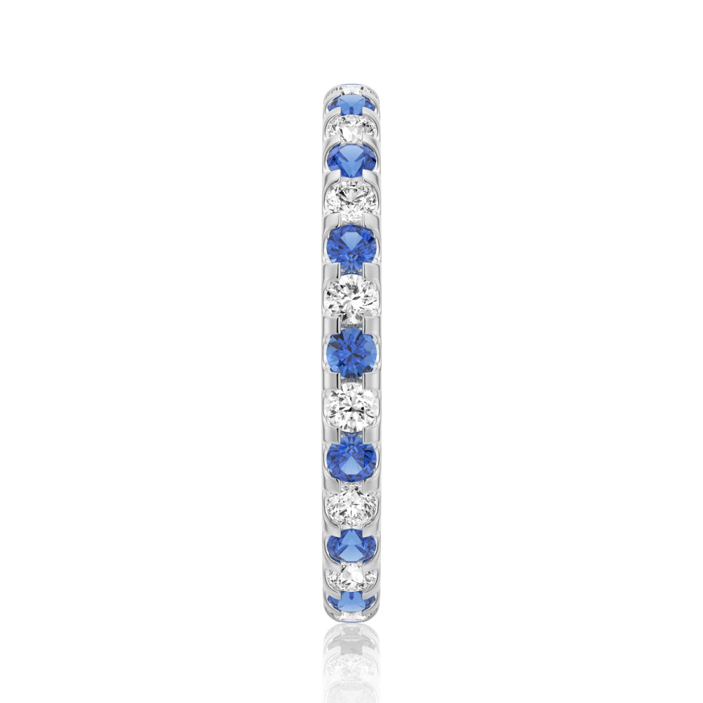 Blue Sapphire and White Sapphire Wedding Band