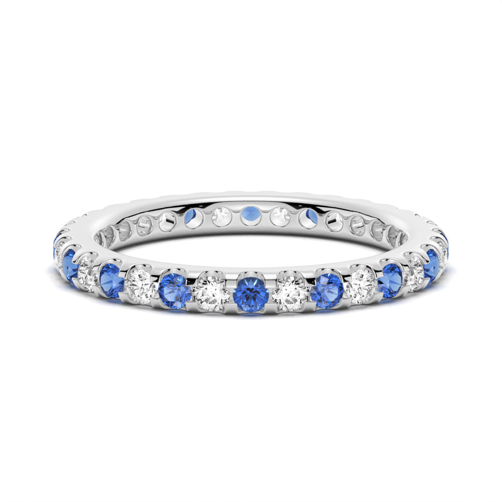 Blue Sapphire and White Sapphire Wedding Band