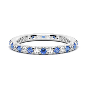 Blue Sapphire and White Sapphire Wedding Band