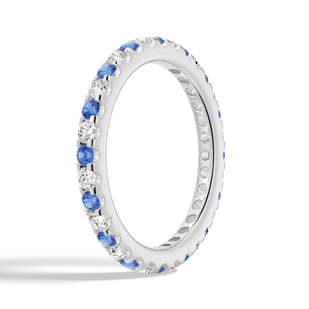 Blue Sapphire and White Sapphire Wedding Band