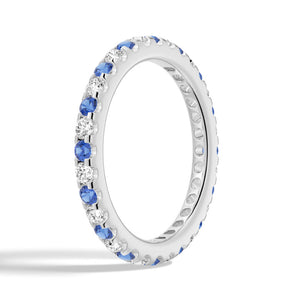 Blue Sapphire and White Sapphire Wedding Band