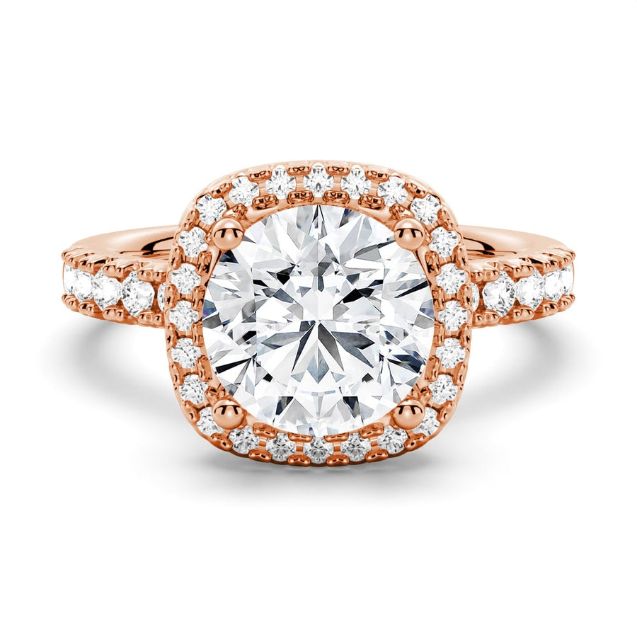 Brilliant Halo Round Moissanite Engagement Ring