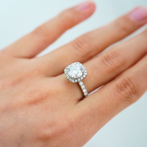 Brilliant Halo Round Moissanite Engagement Ring