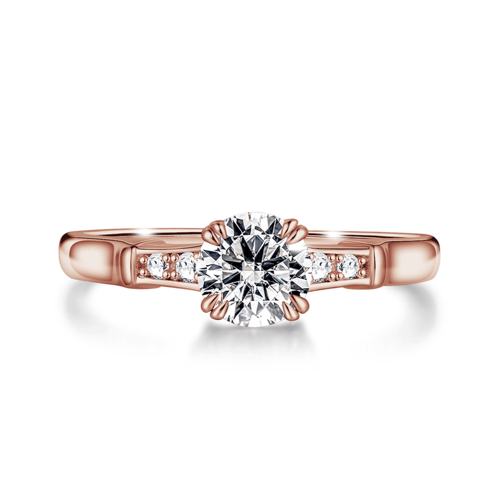 Brilliant Solitaire Round Cut Engagement Ring With Accents