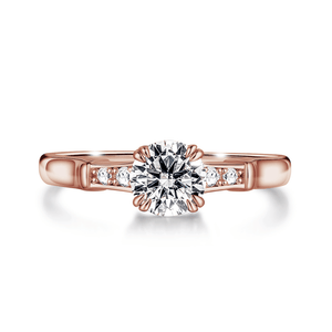 Brilliant Solitaire Round Cut Engagement Ring With Accents