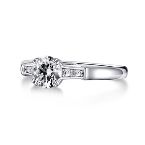 Brilliant Solitaire Round Cut Engagement Ring With Accents