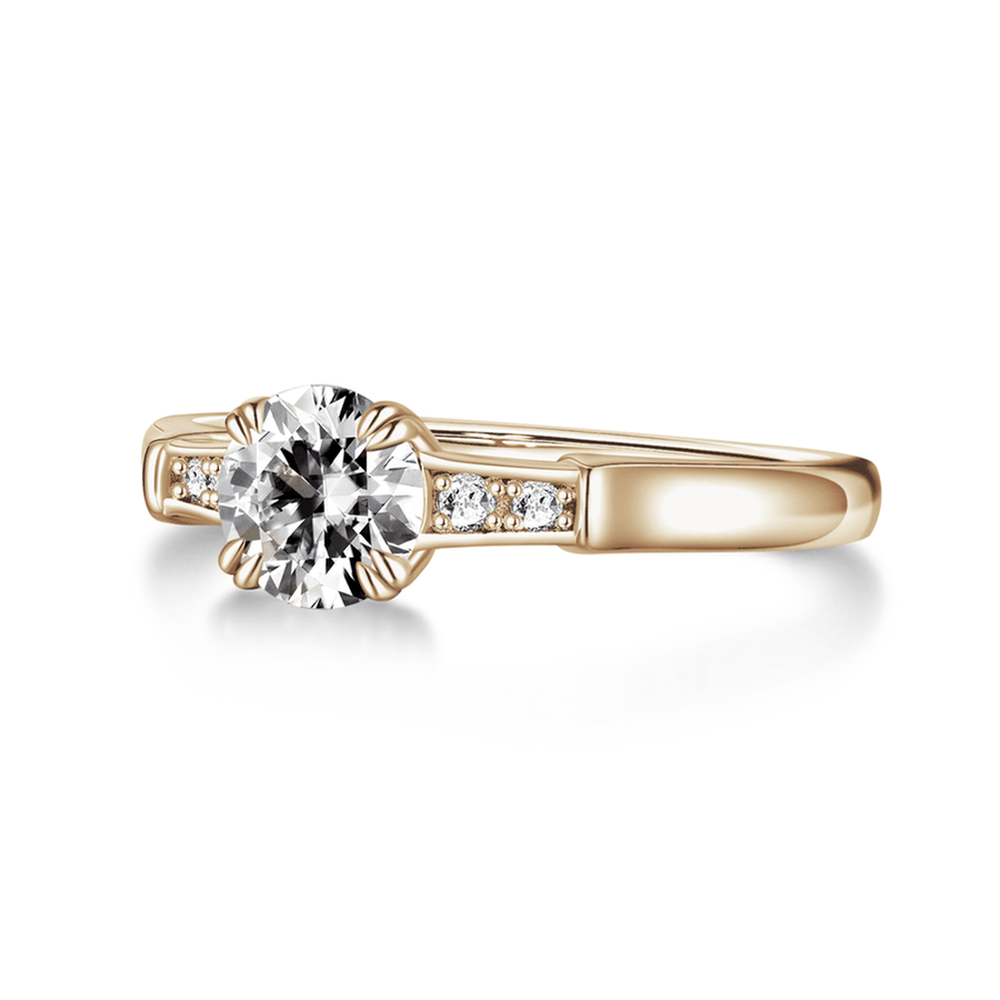 Brilliant Solitaire Round Cut Lab Grown Diamond Engagement Ring With Accents