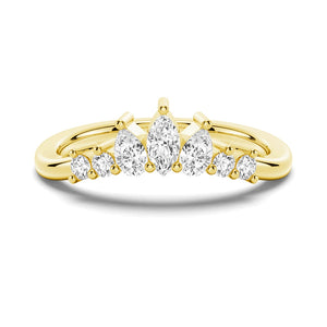 CROWN - 7 Stone Pear Shaped and Round Moissnite Wedding Band