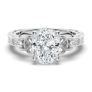 Celtic Knots Design Oval Moissanite Engagement Ring