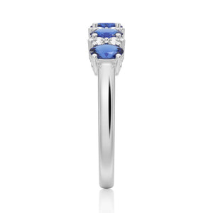 Classic Blue Sapphire and White Sapphire Wedding Band