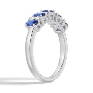 Classic Blue Sapphire and White Sapphire Wedding Band