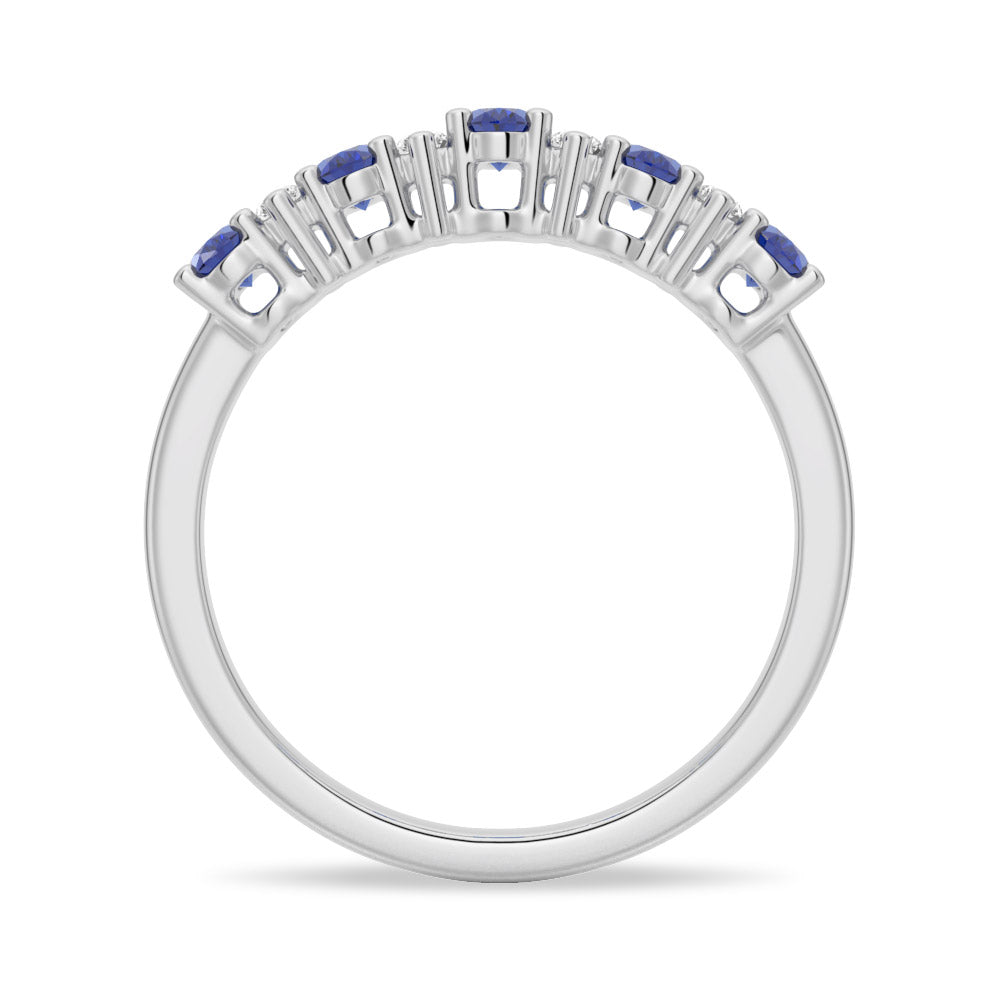 Classic Blue Sapphire and White Sapphire Wedding Band