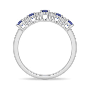 Classic Blue Sapphire and White Sapphire Wedding Band