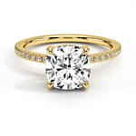 Classic Cushion Cut Lab Grown Diamond Engagement Ring With Hidden Halo