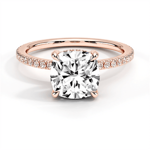 Classic Cushion Cut Lab Grown Diamond Engagement Ring With Hidden Halo