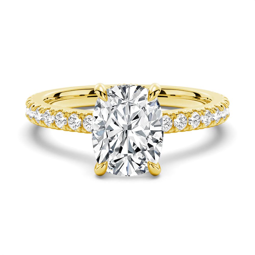 Classic Cushion-Cut Moissanite Engagement Ring With Hidden Halo