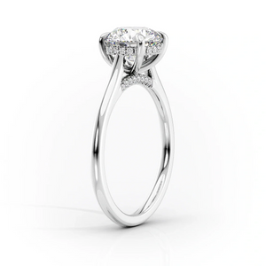 Classic Four-Prong Round Cut Lab Grown Diamond Engagement Ring With Hidden Halo