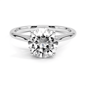 Classic Four-Prong Round Cut Lab Grown Diamond Engagement Ring With Hidden Halo