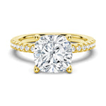 Classic French Pavé Cushion Cut Moissanite Engagement Ring