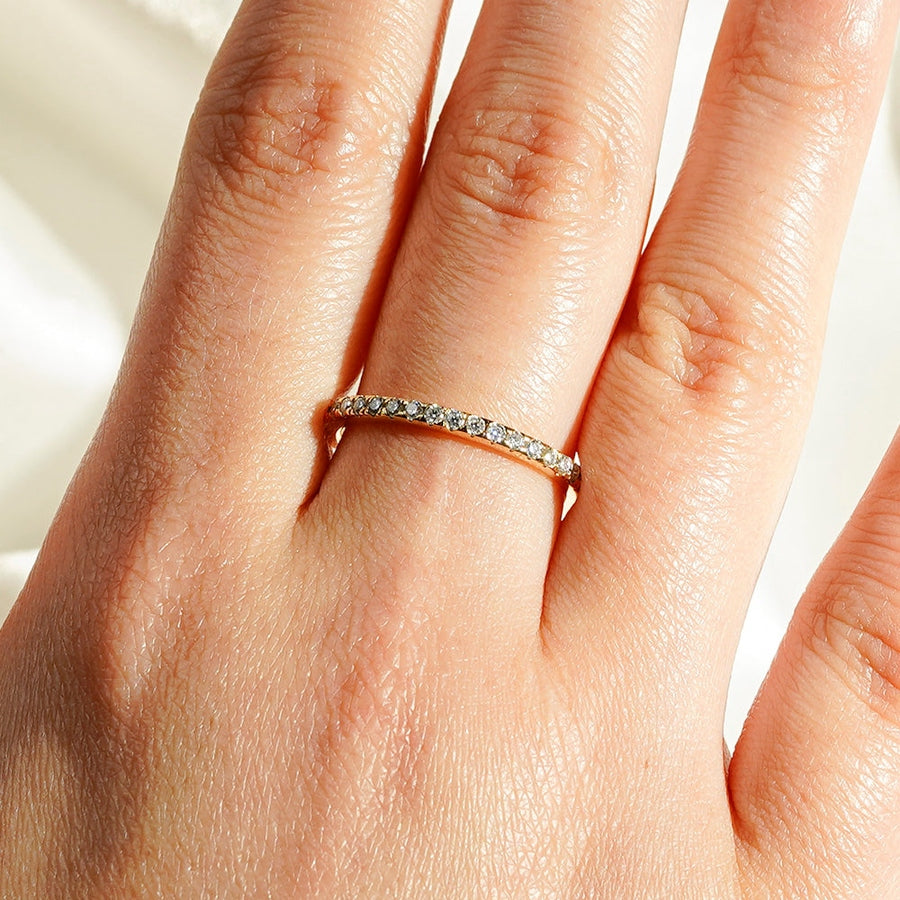 Classic French Pave Moissanite Wedding Band